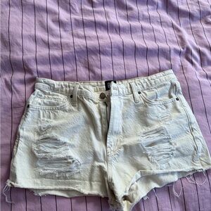 Urban Outfitters Women's Distressed Cream Shorts